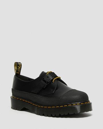 Black Men's Dr Martens 1461 Made In England Bex Tech Smooth Leather Oxfords Shoes | CA 593KOR